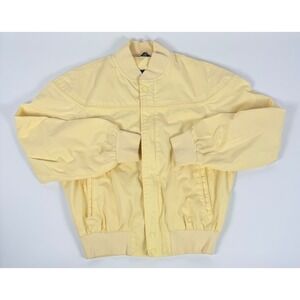VTG Knights Bridge For Men Yellow Bomber Jacket Lightweight Full Zip Snap Size L